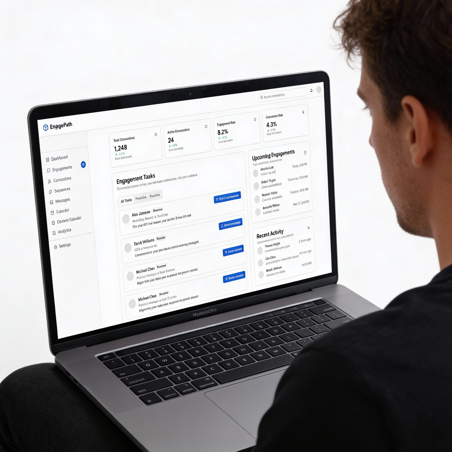 EngagePath dashboard on laptop